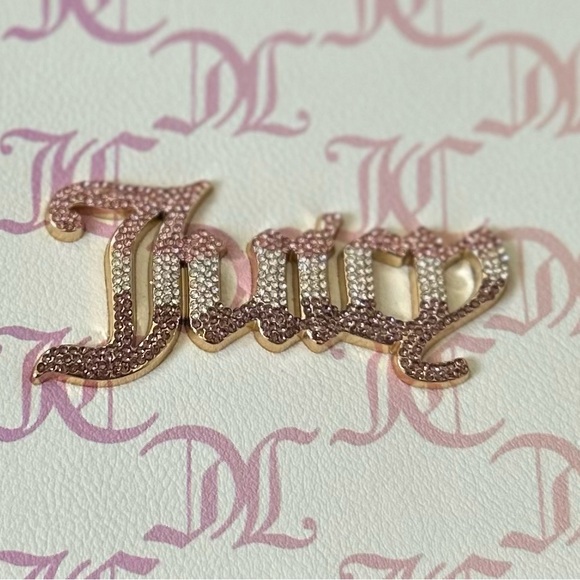 NWT Juicy Couture Bling Logo Tote Bag Pink White Chain Handle Purse HTF - Picture 3 of 14